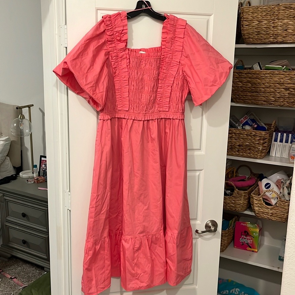 English factory Pink puff sleeved dress
